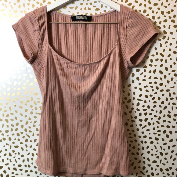 Reformation Tops - REFORMATION PINK RIBBED TOP SZ M